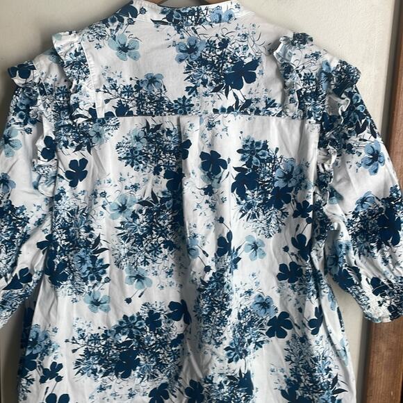 Universal Standard x Erdem Kalina Short Sleeve Ruffle Shirt - Picture 10 of 16